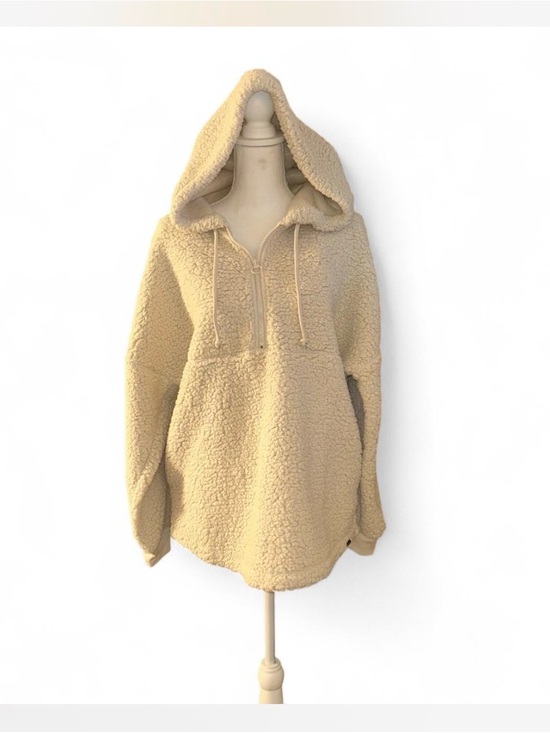 Victoria's Secret Tops - Victoria's Secret Cream Sherpa Half-Zip Hoodie